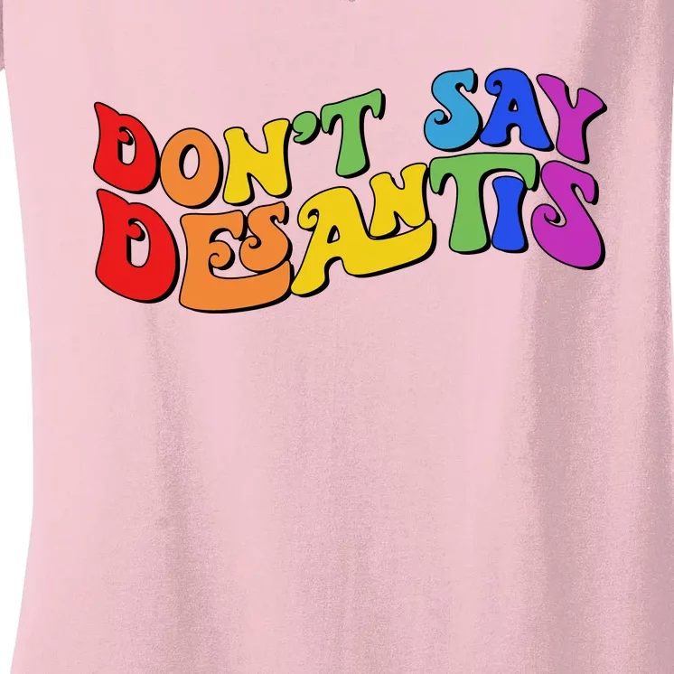 Don't Say Desantis Rainbow Curvy Cool Women's V-Neck T-Shirt