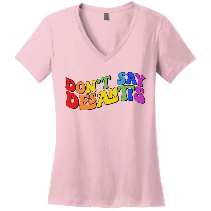 Don't Say Desantis Rainbow Curvy Cool Women's V-Neck T-Shirt