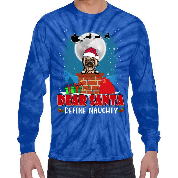 Dear Santa Define Naughty Yorkshire Terrier Dog Christmas Gift Tie-Dye Long Sleeve Shirt