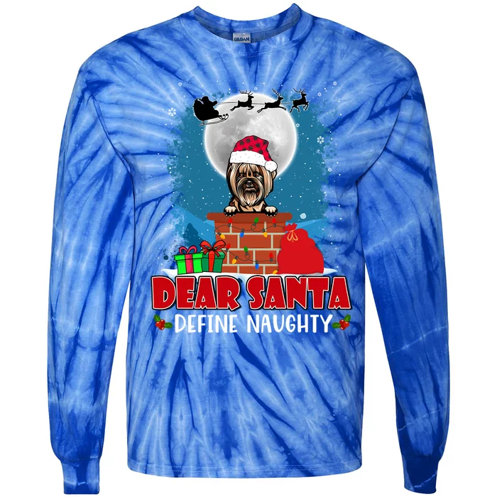 Dear Santa Define Naughty Yorkshire Terrier Dog Christmas Gift Tie-Dye Long Sleeve Shirt