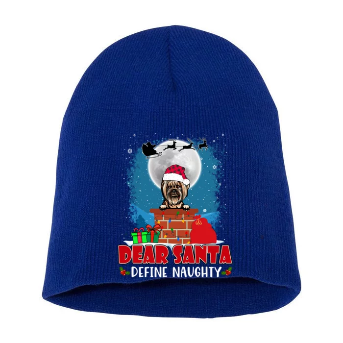 Dear Santa Define Naughty Yorkshire Terrier Dog Christmas Gift Short Acrylic Beanie