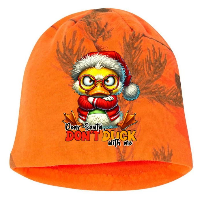 Dear Santa Dont Duck With Me Funny Sarcastic Grumpy Duck Christmas Kati - Camo Knit Beanie