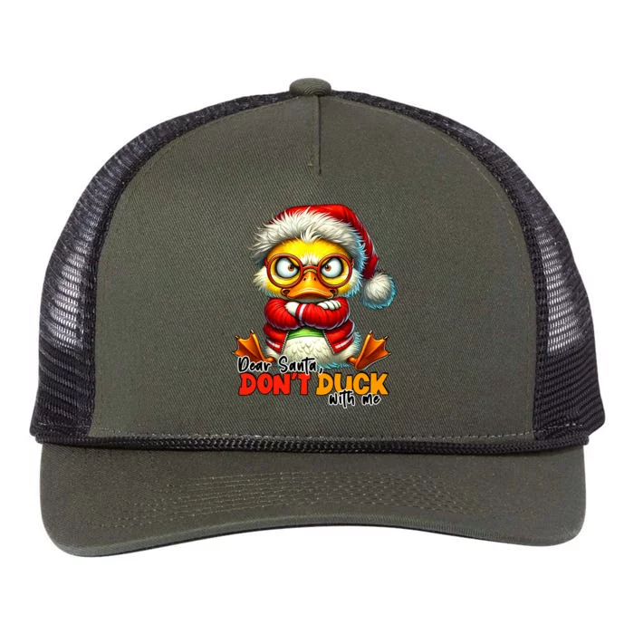 Dear Santa Dont Duck With Me Funny Sarcastic Grumpy Duck Christmas Retro Rope Trucker Hat Cap