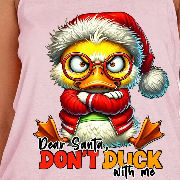 Dear Santa Dont Duck With Me Funny Sarcastic Grumpy Duck Christmas Women's Knotted Racerback Tank