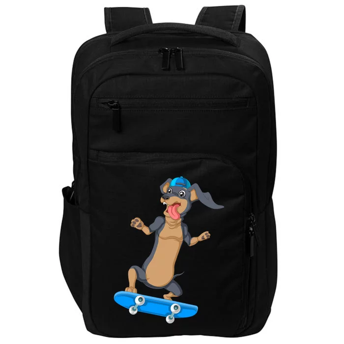 Dachshund Skateboarding Impact Tech Backpack