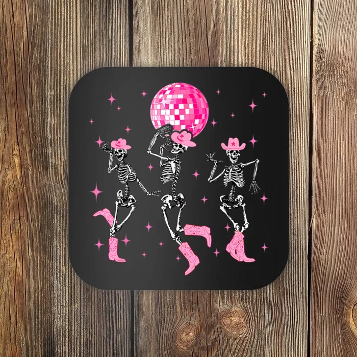 Dancing Skeleton Disco Cowgirl Cowboy Skeleton Coaster