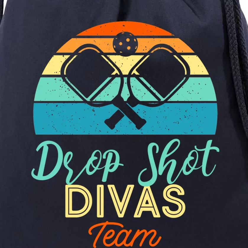 Drop Shot Divas Funny Pickleball Team Cool Gift Drawstring Bag