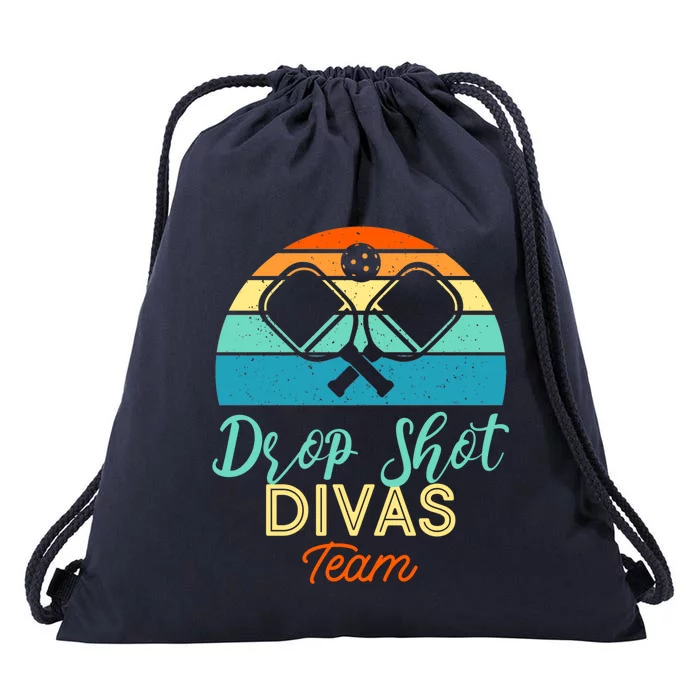 Drop Shot Divas Funny Pickleball Team Cool Gift Drawstring Bag