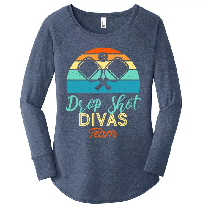 Drop Shot Divas Funny Pickleball Team Cool Gift Women's Perfect Tri Tunic Long Sleeve Shirt