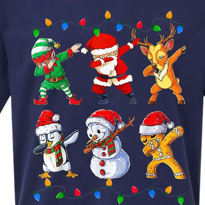 Dabbing Santa Elf Friends Christmas Funny Xmas Dab Sueded Cloud Jersey T-Shirt