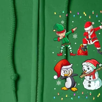 Dabbing Santa Elf Friends Christmas Full Zip Hoodie