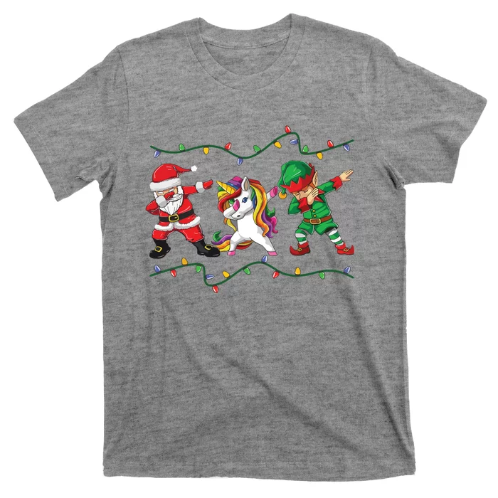 Dabbing Santa Elf Unicorn Christmas Xmas Gifts T-Shirt