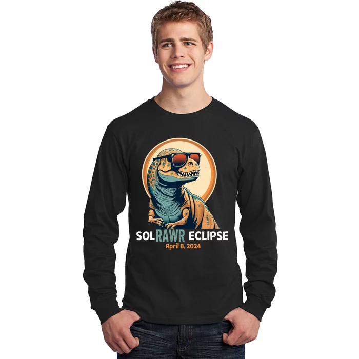 Dinosaur Solar Eclipse April 8 2024 Eclipse Trex Long Sleeve Shirt