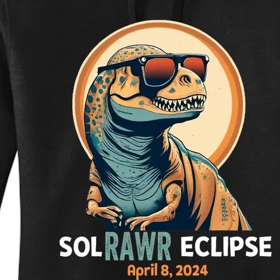 Dinosaur Solar Eclipse April 8 2024 Eclipse Trex Women's Pullover Hoodie