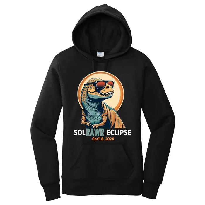 Dinosaur Solar Eclipse April 8 2024 Eclipse Trex Women's Pullover Hoodie