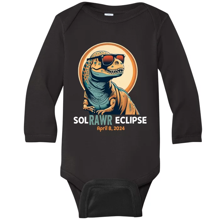 Dinosaur Solar Eclipse April 8 2024 Eclipse Trex Baby Long Sleeve Bodysuit