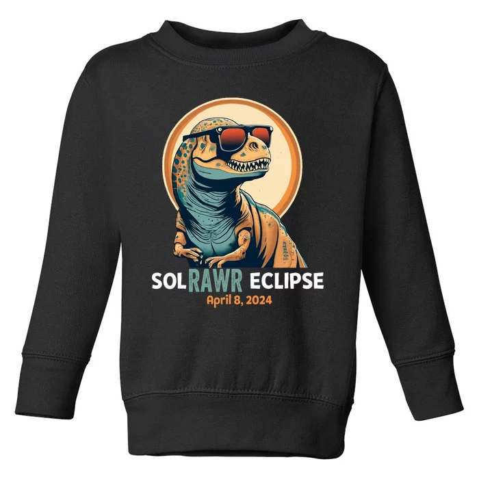 Dinosaur Solar Eclipse April 8 2024 Eclipse Trex Toddler Sweatshirt