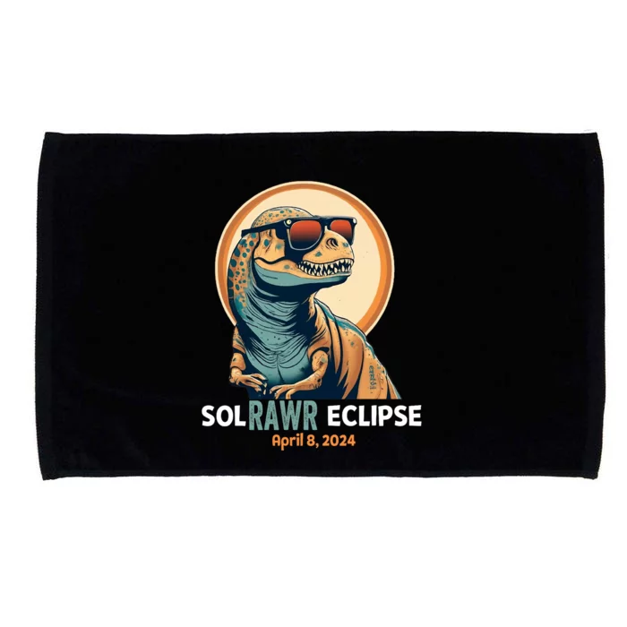 Dinosaur Solar Eclipse April 8 2024 Eclipse Trex Microfiber Hand Towel