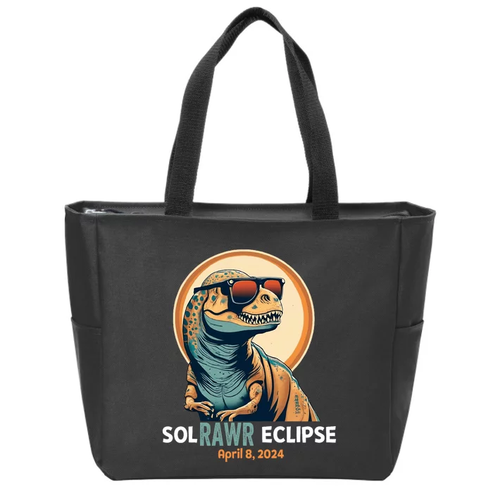 Dinosaur Solar Eclipse April 8 2024 Eclipse Trex Zip Tote Bag