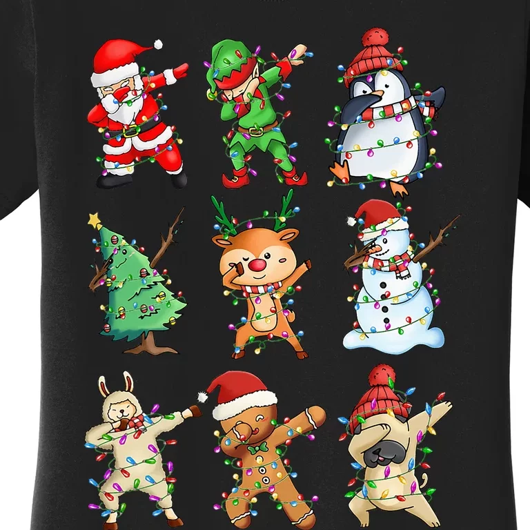 Dabbing Santa Elf Friends Christmas Women's T-Shirt