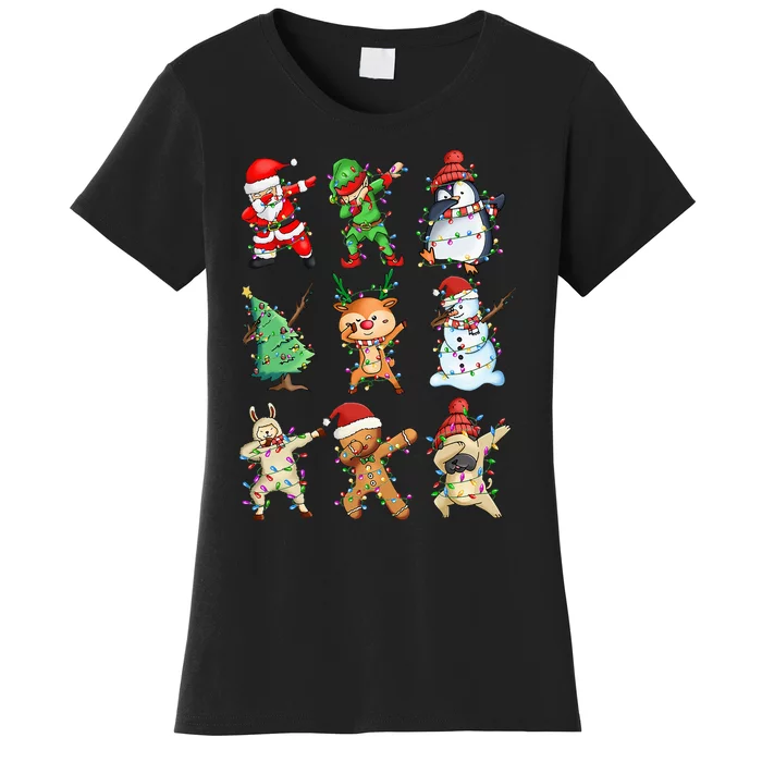 Dabbing Santa Elf Friends Christmas Women's T-Shirt