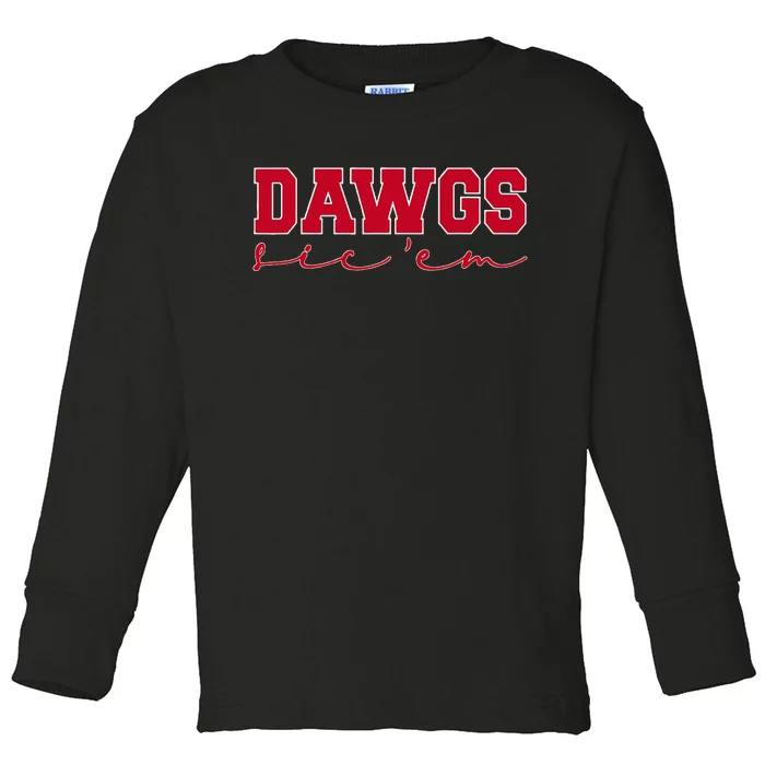 D.A.W.G.S Sic Em Go D.A.W.G.S Sicem Go Bulldog Oufits Toddler Long Sleeve Shirt