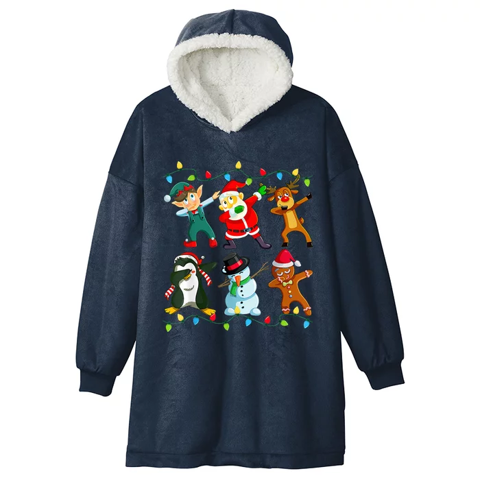 Dabbing Santa Elf Friends Christmas Xmas Dab Hooded Wearable Blanket