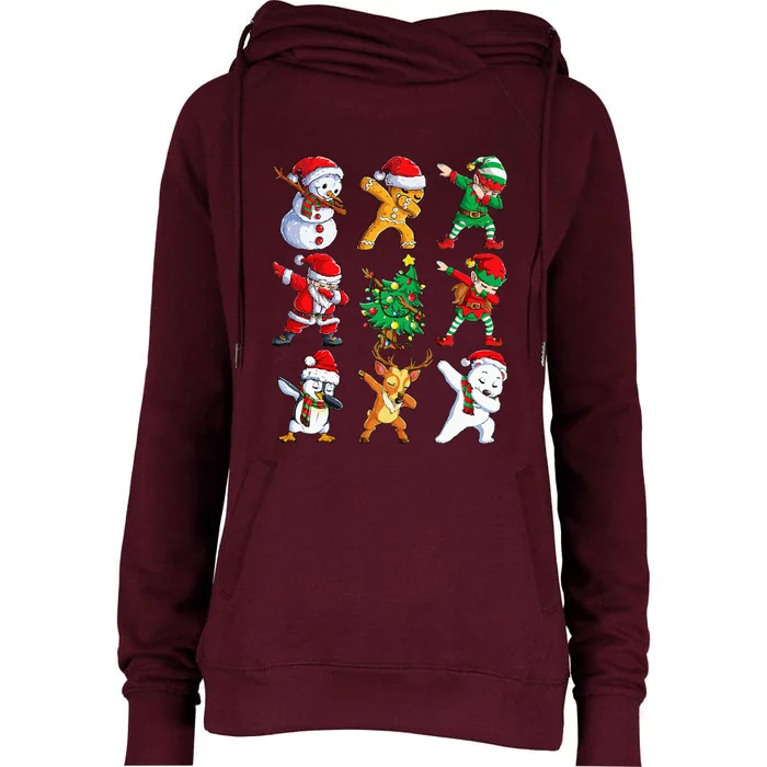 Dabbing Santa Elf Friends Christmas Xmas Dab Womens Funnel Neck Pullover Hood