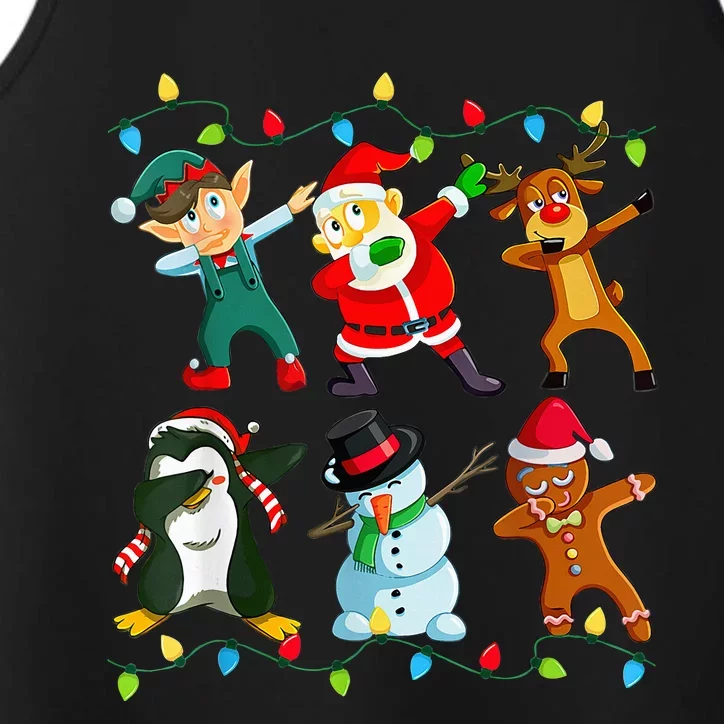 Dabbing Santa Elf Friends Christmas Performance Tank