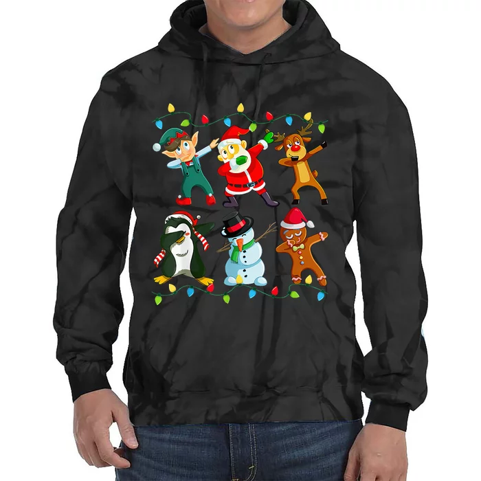 Dabbing Santa Elf Friends Christmas Tie Dye Hoodie