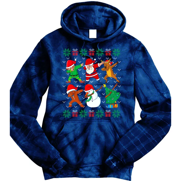 Dabbing Santa Elf Friends Ugly Xmas Sweater Boy Girl Tie Dye Hoodie