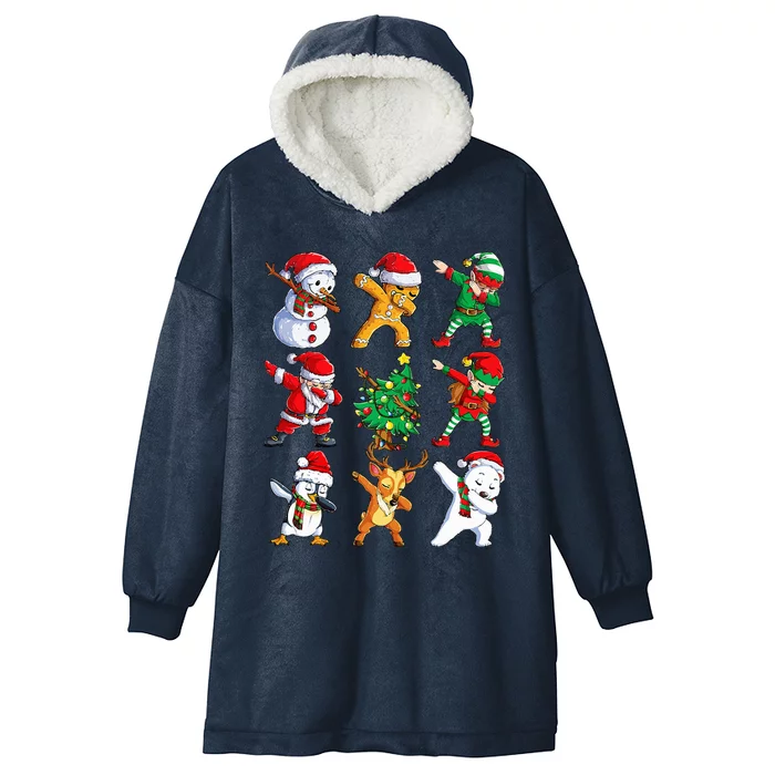 Dabbing Santa Elf Friends Christmas Xmas Dab Hooded Wearable Blanket