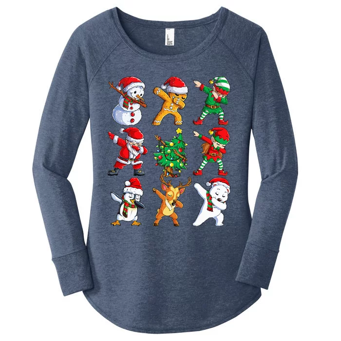 Dabbing Santa Elf Friends Christmas Xmas Dab Women's Perfect Tri Tunic Long Sleeve Shirt