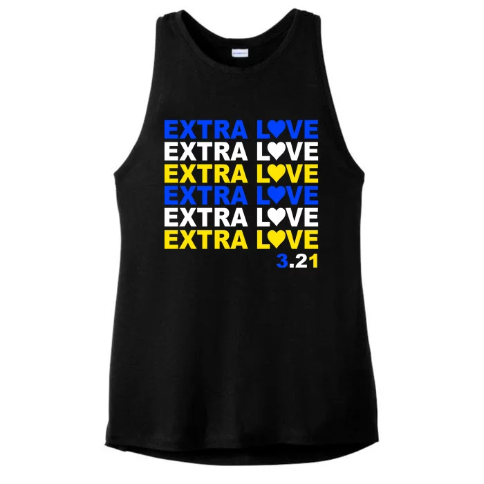 Down Syndrome Extra Love March 21st Ladies Tri-Blend Wicking Tank