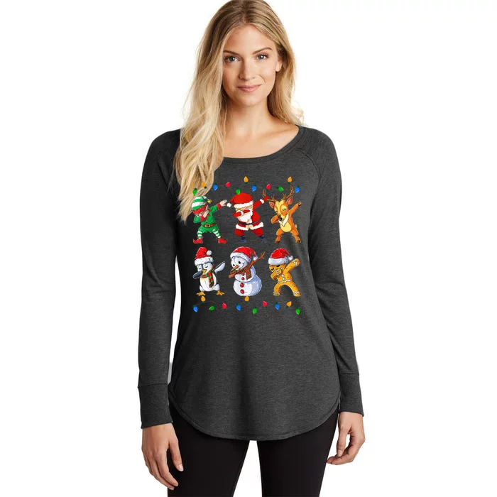 Dabbing Santa Elf Friends Christmas Funny Xmas Dab Women's Perfect Tri Tunic Long Sleeve Shirt