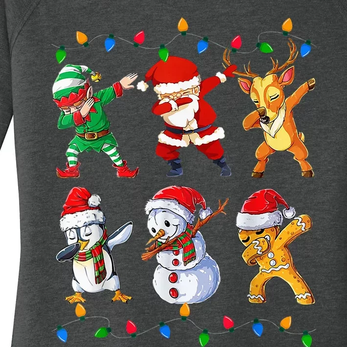 Dabbing Santa Elf Friends Christmas Funny Xmas Dab Women's Perfect Tri Tunic Long Sleeve Shirt