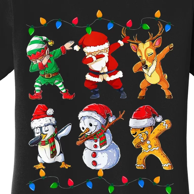 Dabbing Santa Elf Friends Christmas Funny Xmas Dab Women's T-Shirt