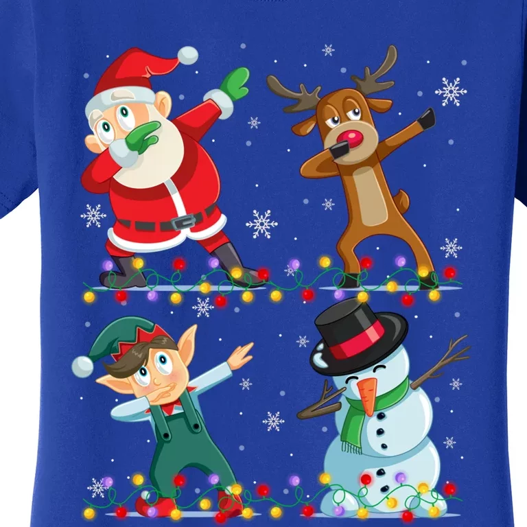 Dabbing Santa Elf Friends Christmas Funny Xmas Dab Funny Gift Women's T-Shirt