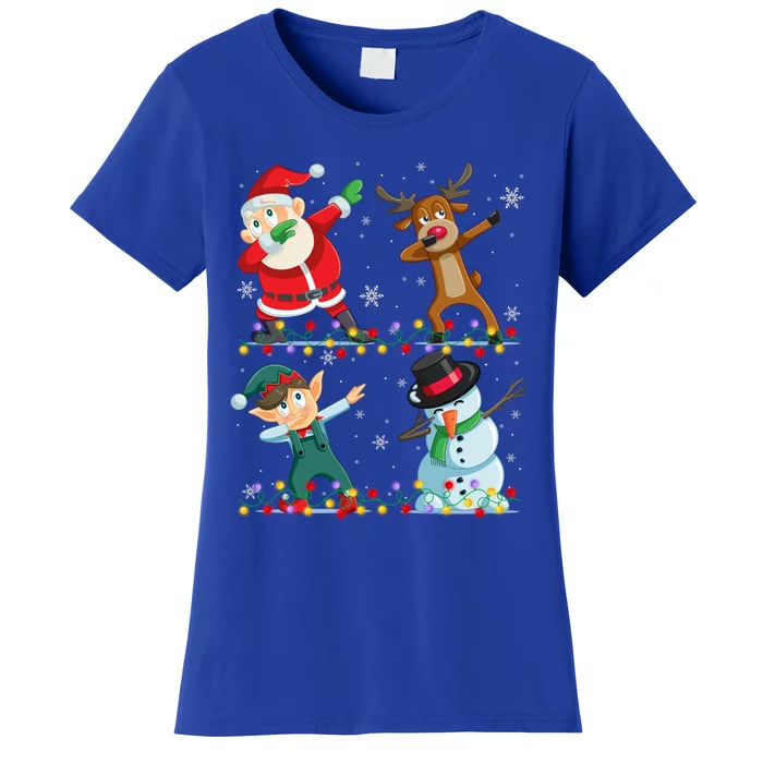 Dabbing Santa Elf Friends Christmas Funny Xmas Dab Funny Gift Women's T-Shirt