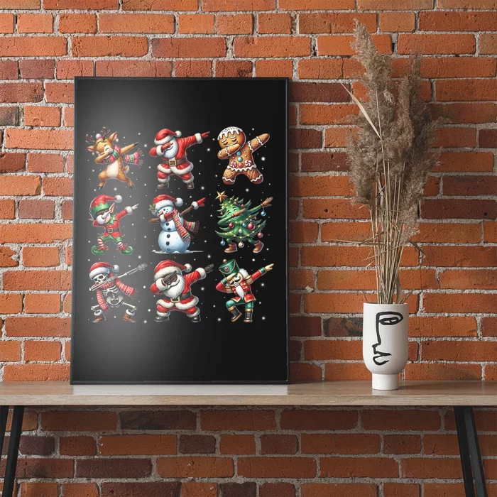 Dabbing Santa Elf Christmas Tree Lights Poster