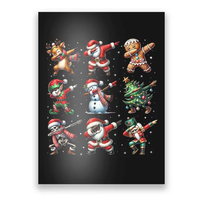 Dabbing Santa Elf Christmas Tree Lights Poster