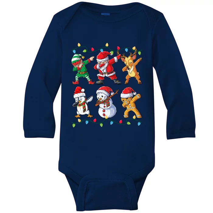 Dabbing Santa Elf Friends Christmas Xmas Dab Gift Baby Long Sleeve Bodysuit