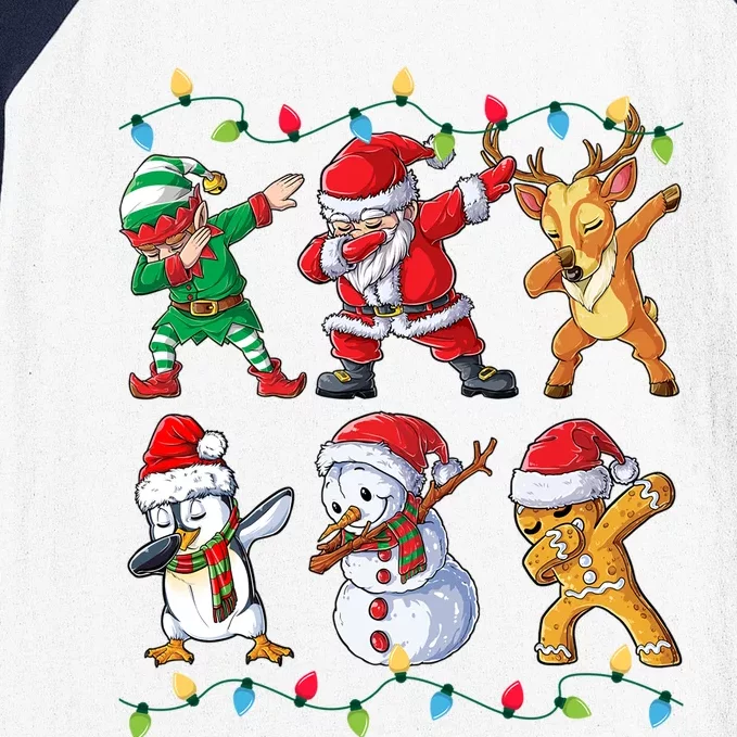 Dabbing Santa Elf Friends Christmas Xmas Dab Gift Baseball Sleeve Shirt