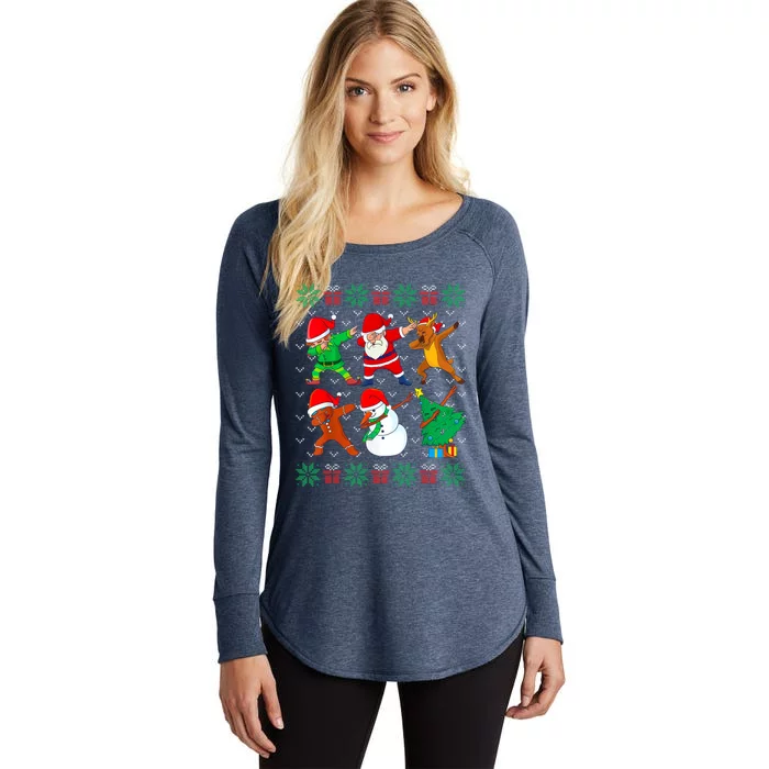 Dabbing Santa Elf Friends Ugly Xmas Sweater Dab Boy Women's Perfect Tri Tunic Long Sleeve Shirt