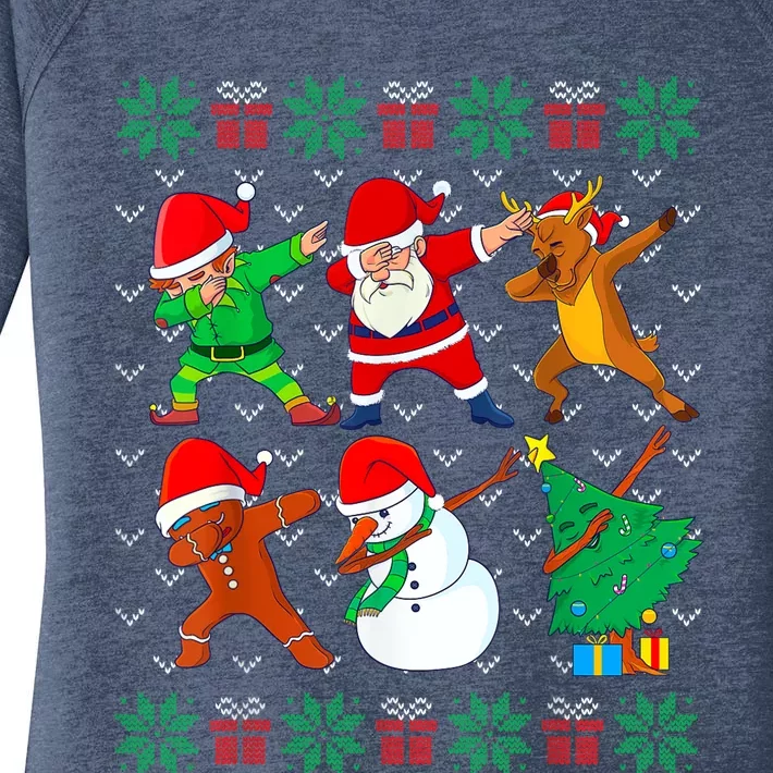 Dabbing Santa Elf Friends Ugly Xmas Sweater Dab Boy Women's Perfect Tri Tunic Long Sleeve Shirt