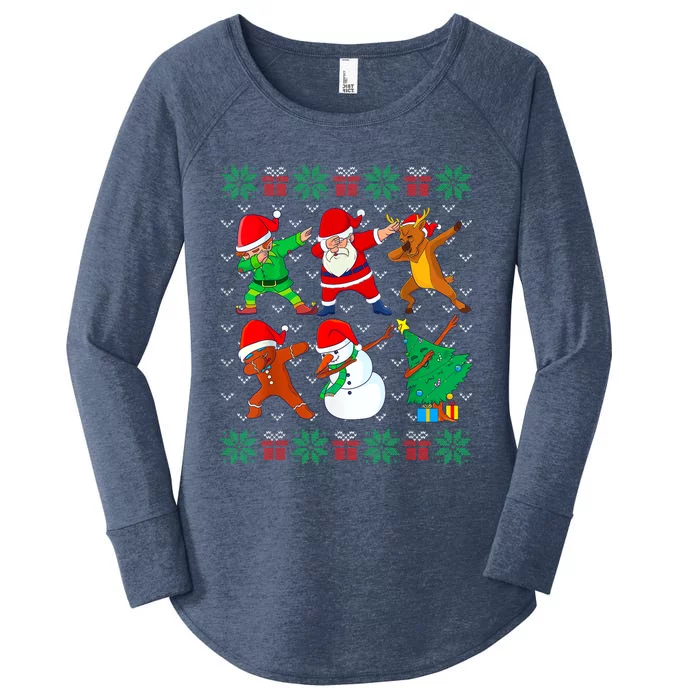 Dabbing Santa Elf Friends Ugly Xmas Sweater Dab Boy Women's Perfect Tri Tunic Long Sleeve Shirt