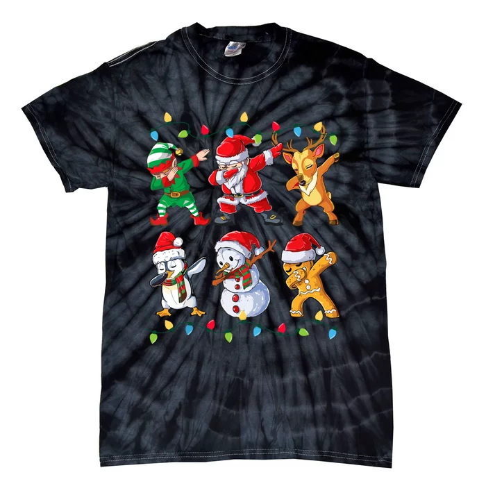 Dabbing Santa Elf Friends Christmas Tie-Dye T-Shirt