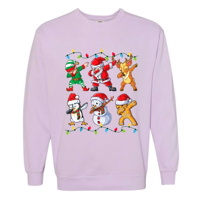 Dabbing Santa Elf Friends Christmas Garment-Dyed Sweatshirt