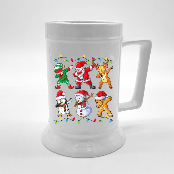 Dabbing Santa Elf Friends Christmas Front & Back Beer Stein