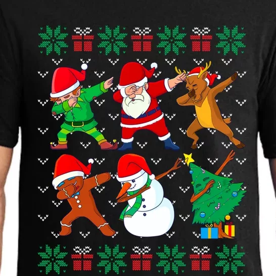 Dabbing Santa Elf Friends Ugly Xmas Cool Gift Pajama Set